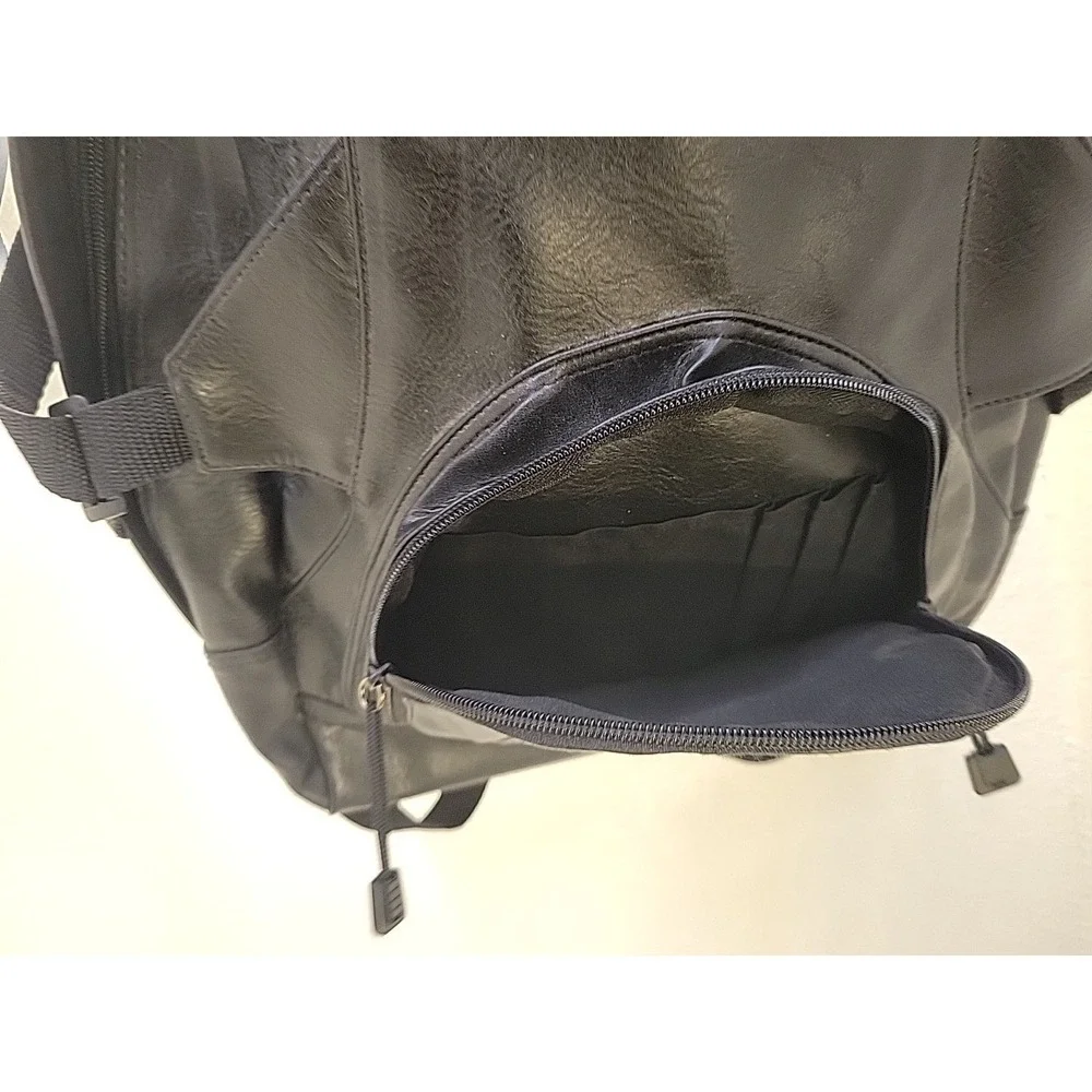 Sessions Y2K Black Faux Leather Backpack School Grunge‎ Goth Emo Daypack skater